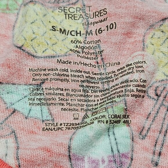 Secret Treasures Coral Pink Nightgown Size Small Medium Drink Happy Thoughts - Picture 5 of 5